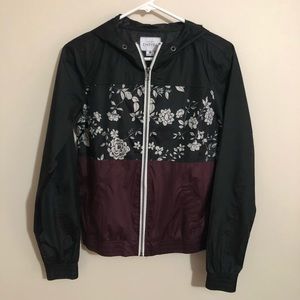 Light purple/black floral rain coat/jacket